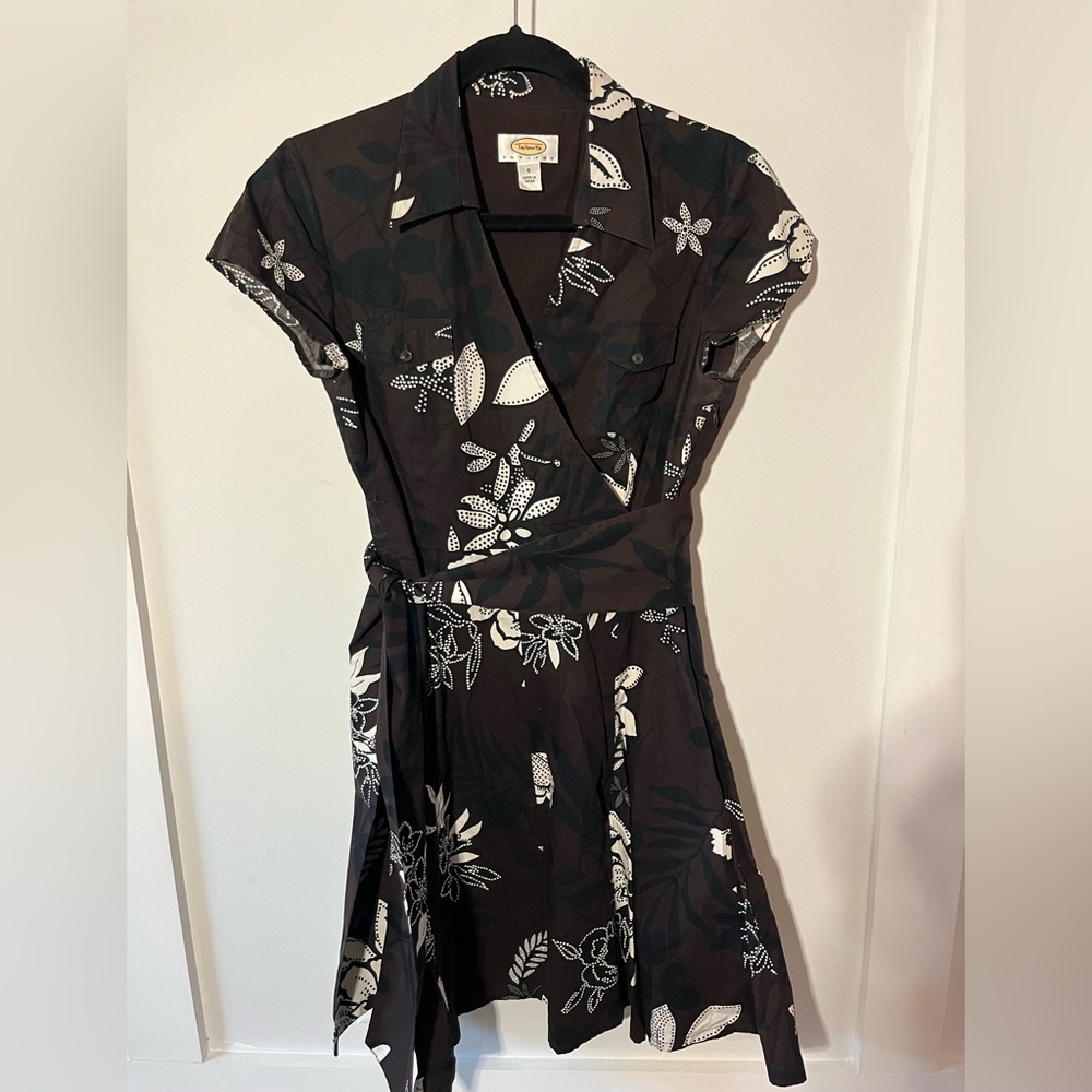 Floral Wrap Dress in Black and White